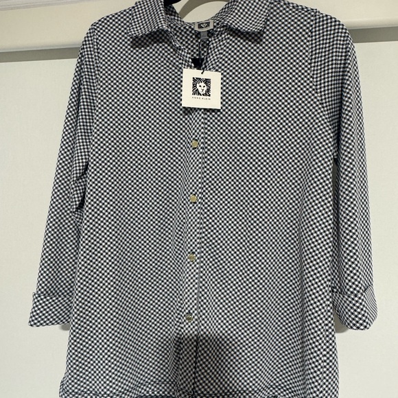 Anne Klein Black and White Button Down Shirt - Picture 1 of 3